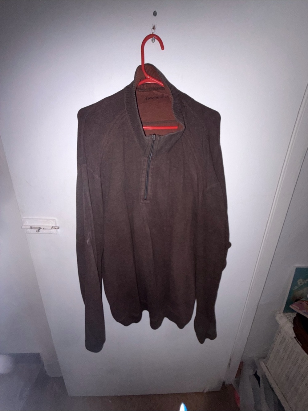 Tommy Bahama Men's Brown Crewneck Half-Zip Sweater